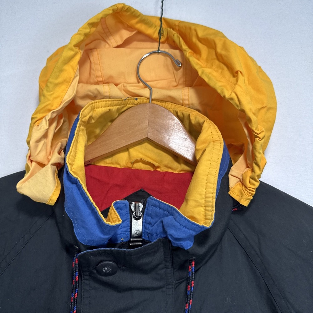 VTG EDS Swingste‎ Colorblock Windbreaker Jacket Mens XL Black Red Yellow Hooded - Picture 5 of 10